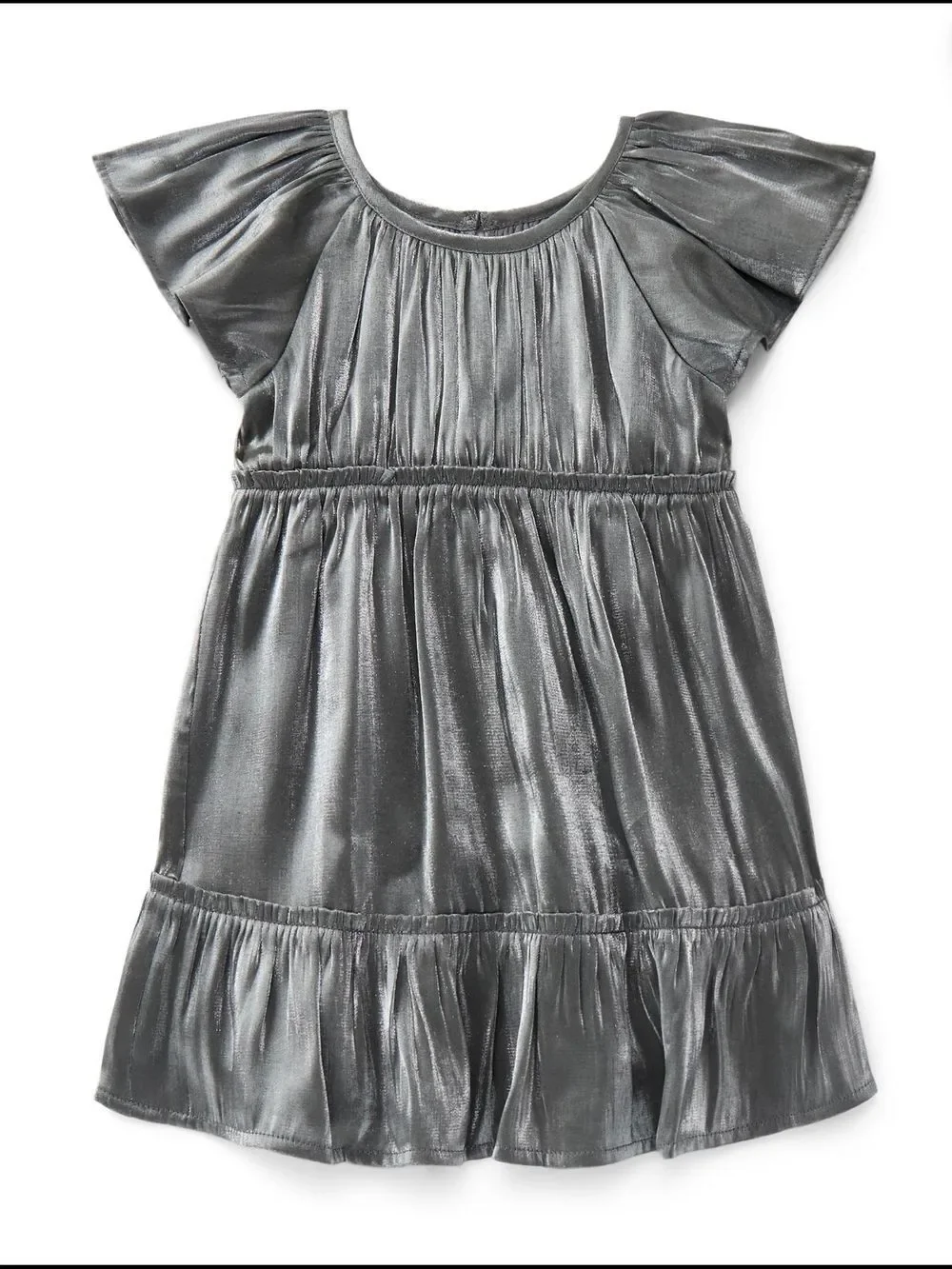 Nwt Wonder Nation Toddler Girls' Metallic Accent Party Dress Flutter Sleeve